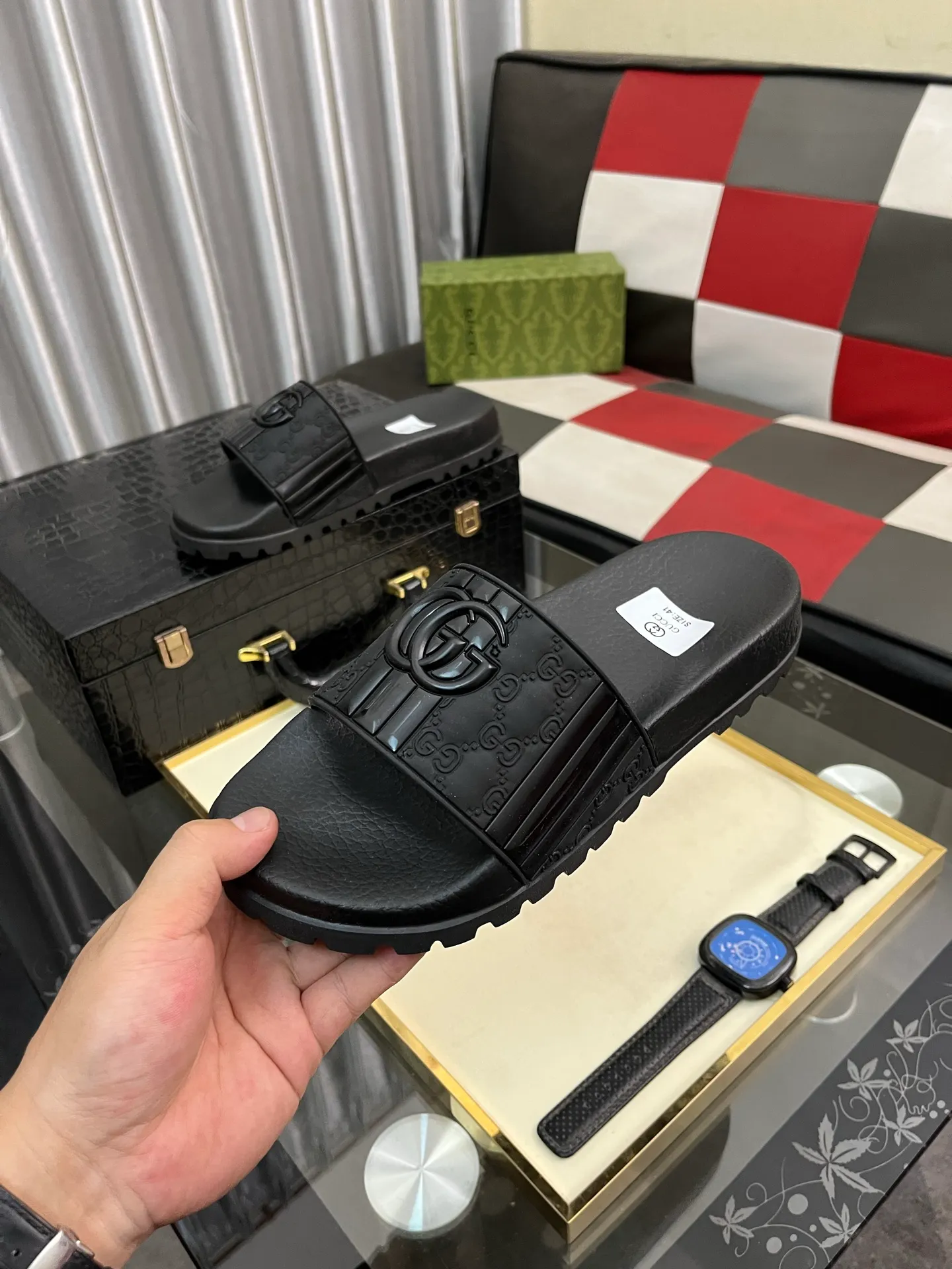 Men's men's shoes💰260⌚️⌚️ＧＵＣＣＩ.Gucci.Official website 1:1 popular slippers hot sale! Original original material 🩴 SIZE: 38-46 (45.46 non-refundable)